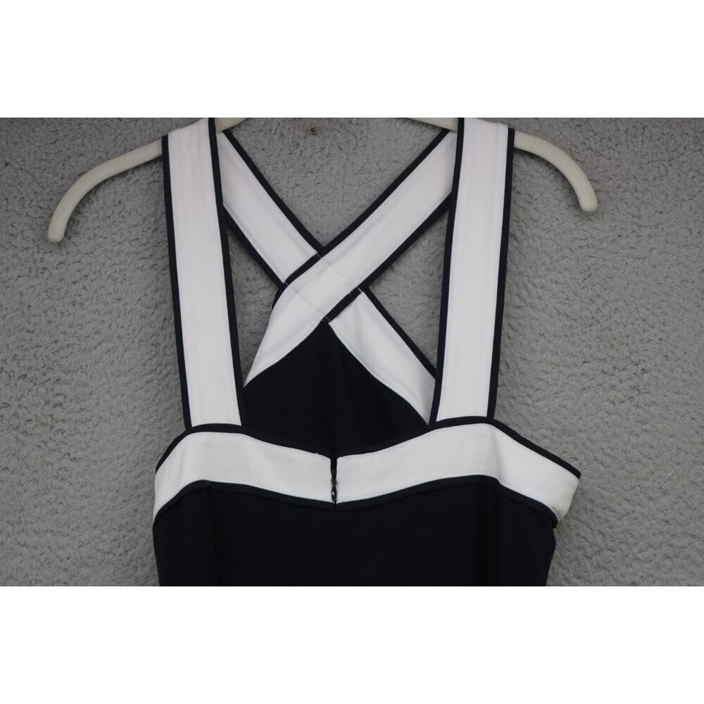 Ann Taylor Navy/White Jumpsuit-Size 6-Strappy-Nautical-Stretchy-Back Zip - Picture 7 of 11